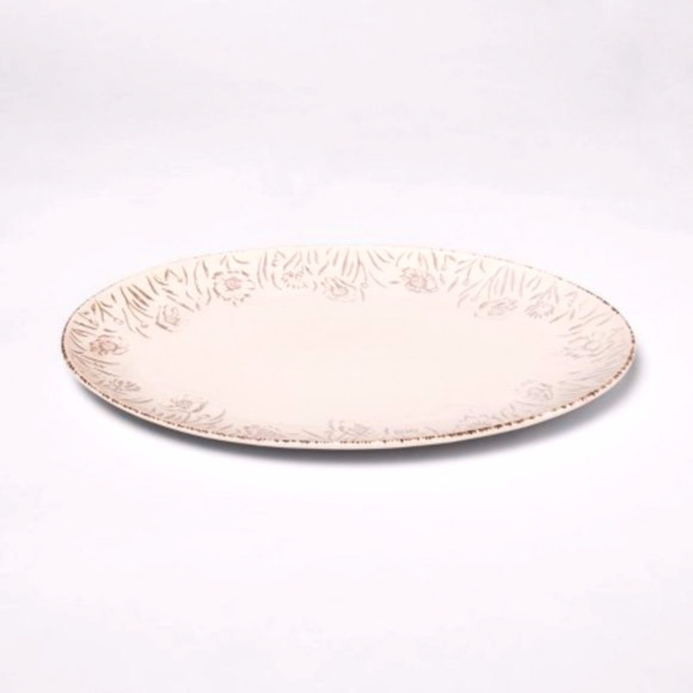 Threshold Stoneware Floral Serving Platter Cream